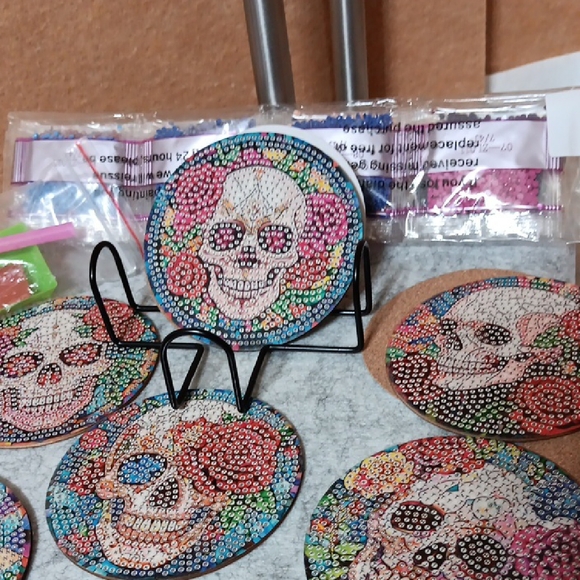 Colorful Skull Coasters Set - Picture 2 of 6